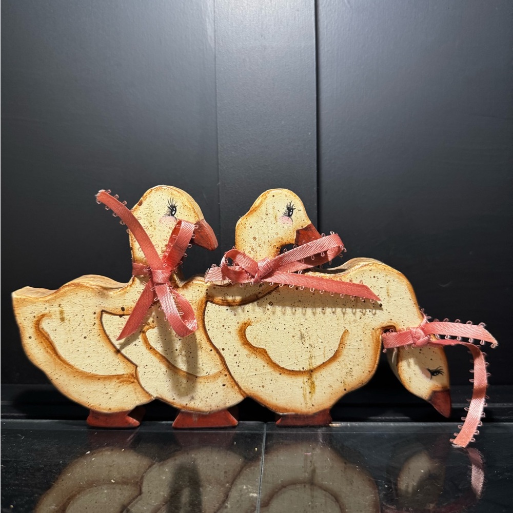 Vintage Charming Cream and Brown Duck/Geese Figurine Set